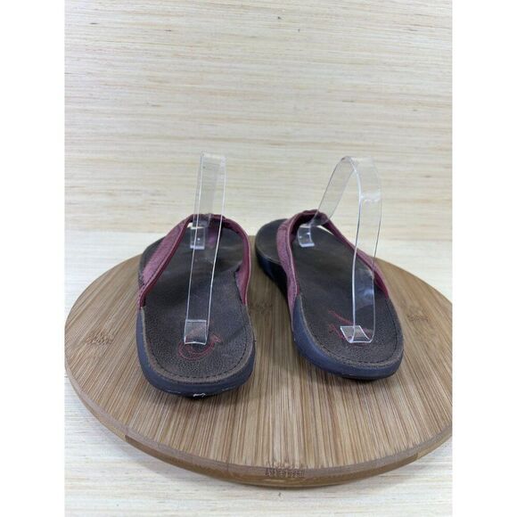 Olukai Ohana Red Leather Beach Sandals Unisex Mens 9 Womens 10.5 - Picture 4 of 7